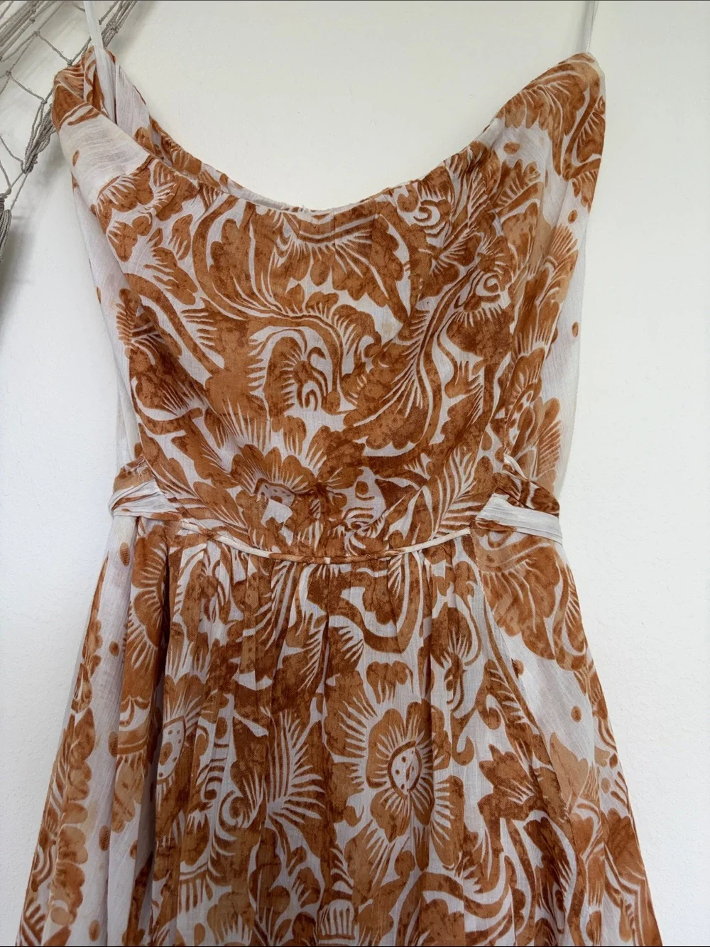 Diane Von Furstenberg Strapless Orange Paisley Print Dress - Picture 6 of 7